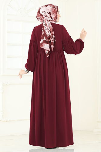 moda selvim عباءة خمري 2638SL432 - Thumbnail