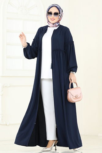 moda selvim Abaya 2638SL432 Navy Blue - Thumbnail