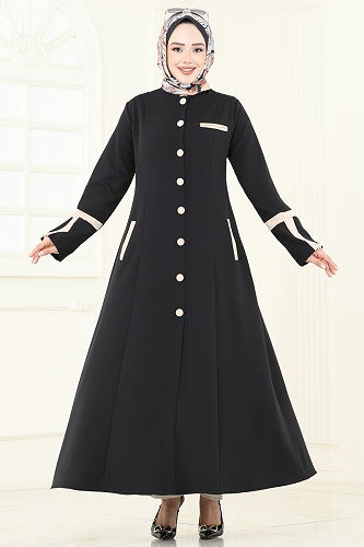 moda selvim Abaya 2641SL432 Black - Thumbnail