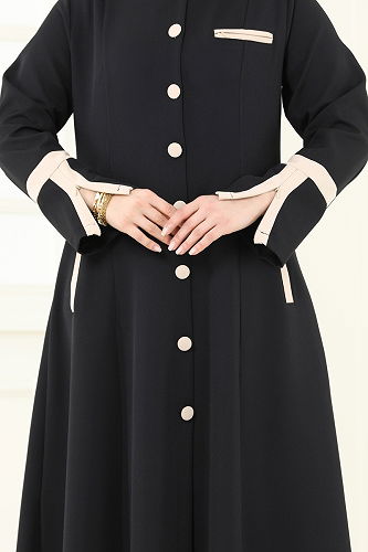 moda selvim Abaya 2641SL432 Black - Thumbnail