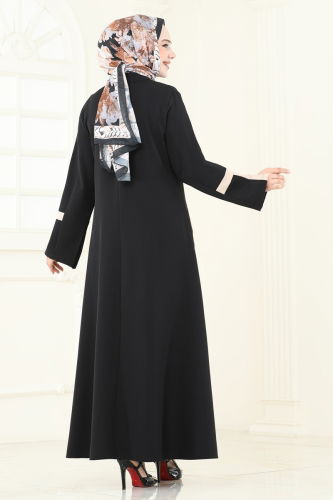 moda selvim عباءة أسود 2641SL432 - Thumbnail