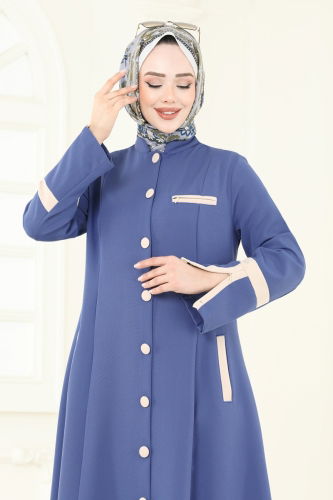 moda selvim عباءة ازرق 2641SL432 - Thumbnail