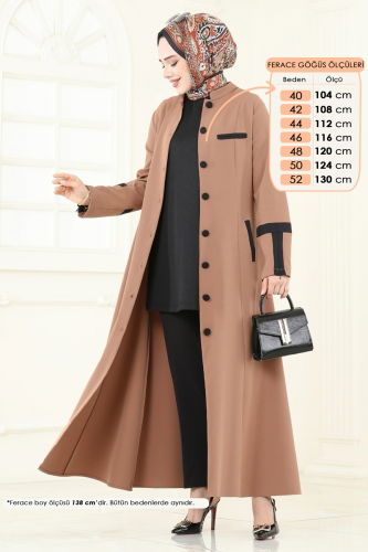 moda selvim Abaya 2641SL432 Latte - Thumbnail