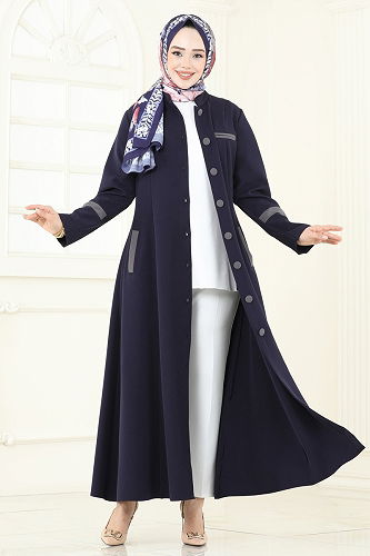 moda selvim عباءة كحلي 2641SL432 - Thumbnail