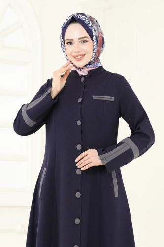 moda selvim عباءة كحلي 2641SL432 - Thumbnail