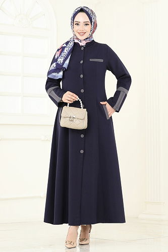 moda selvim عباءة كحلي 2641SL432 - Thumbnail