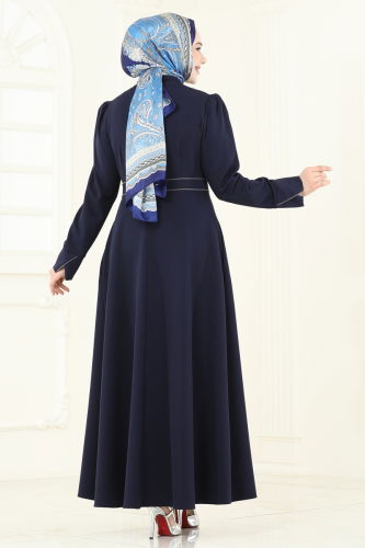 moda selvim Abaya 2642SL432 Navy Blue - Thumbnail