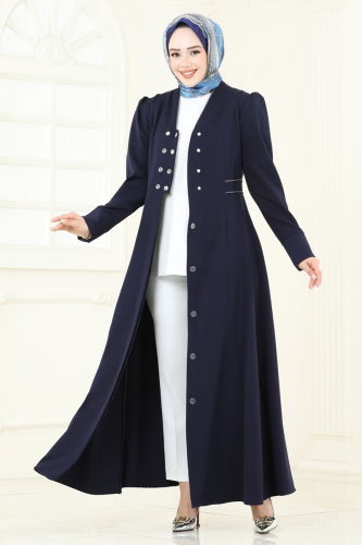 moda selvim Abaya 2642SL432 Navy Blue - Thumbnail