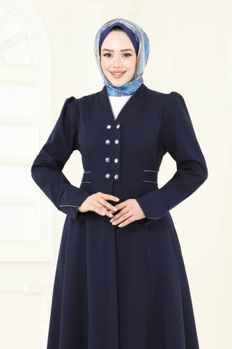 moda selvim Abaya 2642SL432 Navy Blue - Thumbnail