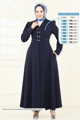 moda selvim Abaya 2642SL432 Navy Blue - Thumbnail