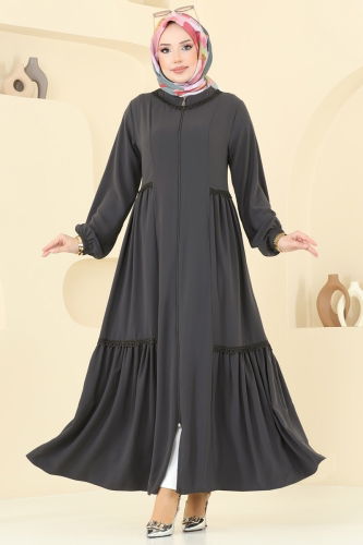moda selvim عباءة رمادي غامق 2644SL432 - Thumbnail