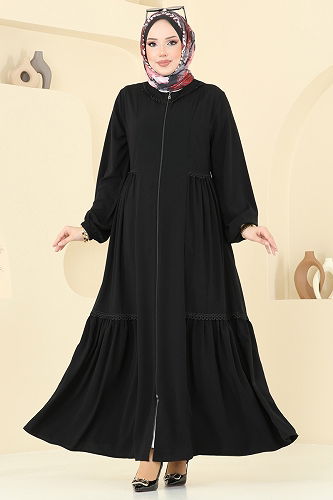 moda selvim Abaya 2644SL432 Black - Thumbnail