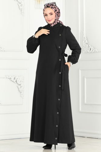 moda selvim Abaya 2659SL432 Black - Thumbnail