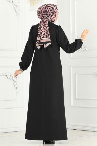 moda selvim Abaya 2659SL432 Black - Thumbnail