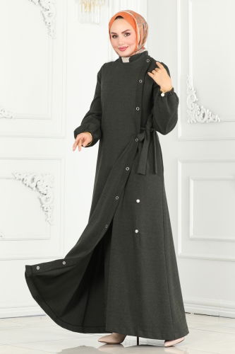 moda selvim Abaya 2659SL432 Khaki - Thumbnail