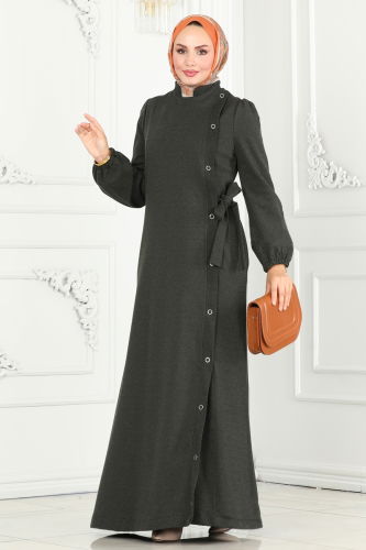 moda selvim Abaya 2659SL432 Khaki - Thumbnail