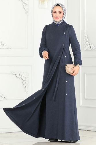 moda selvim Abaya 2659SL432 Navy Blue - Thumbnail