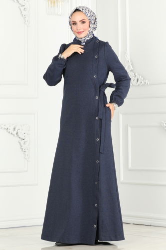 moda selvim Abaya 2659SL432 Navy Blue - Thumbnail