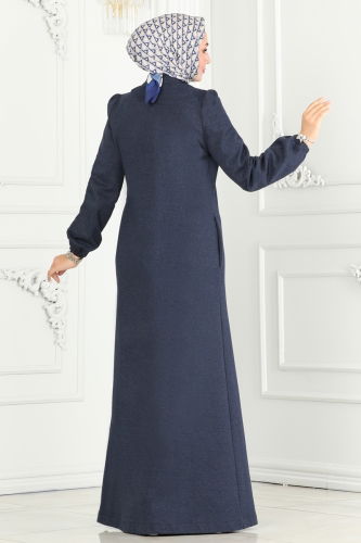 moda selvim Abaya 2659SL432 Navy Blue - Thumbnail