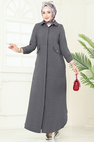 moda selvim Abaya 2681SL432 Anthracite - Thumbnail