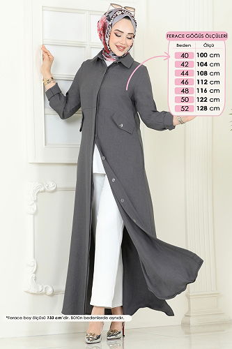 moda selvim Abaya 2681SL432 Anthracite - Thumbnail