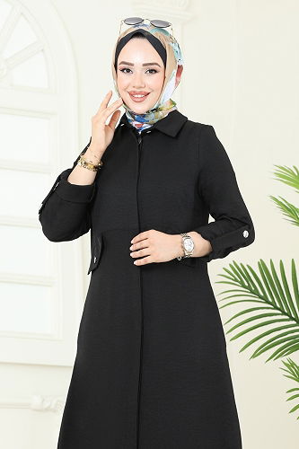 moda selvim Abaya 2681SL432 Black - Thumbnail