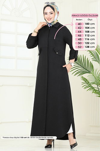 moda selvim عباءة أسود 2681SL432 - Thumbnail