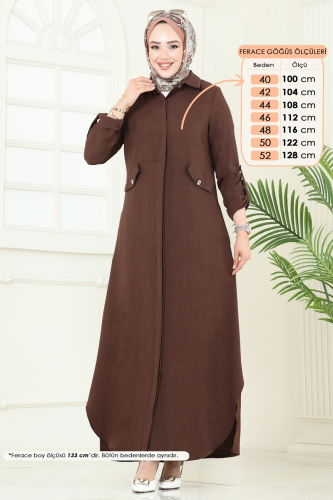 moda selvim Abaya 2681SL432 Brown - Thumbnail