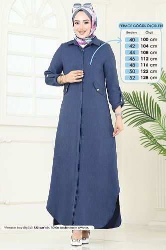 moda selvim Abaya 2681SL432 Indigo - Thumbnail