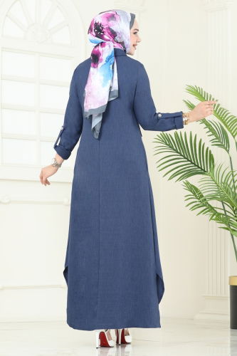 moda selvim عباءة ازرق 2681SL432 - Thumbnail