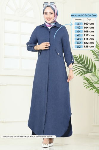 moda selvim عباءة ازرق 2681SL432 - Thumbnail