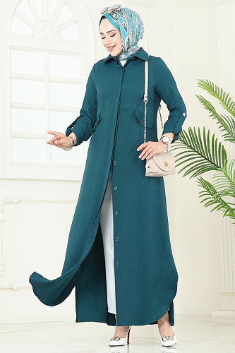 moda selvim Abaya 2681SL432 Petroleum - Thumbnail