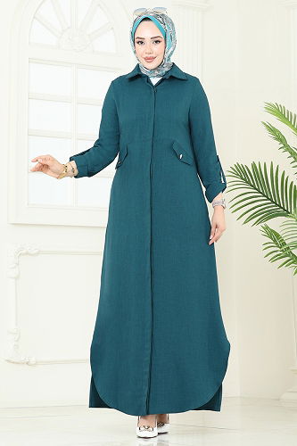 moda selvim Abaya 2681SL432 Petroleum - Thumbnail