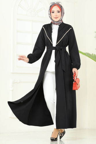 moda selvim Abaya 2682SL432 Black - Thumbnail