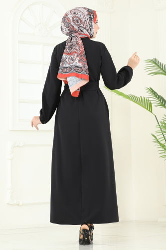 moda selvim Abaya 2682SL432 Black - Thumbnail