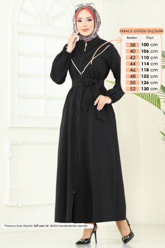 moda selvim Abaya 2682SL432 Black - Thumbnail