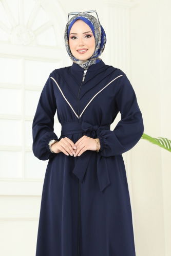 moda selvim عباءة كحلي 2682SL432 - Thumbnail