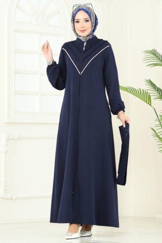moda selvim عباءة كحلي 2682SL432 - Thumbnail
