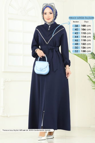 moda selvim عباءة كحلي 2682SL432 - Thumbnail