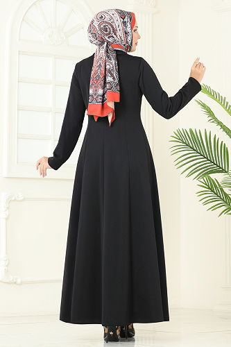 moda selvim Abaya 2698SL432 Black - Thumbnail