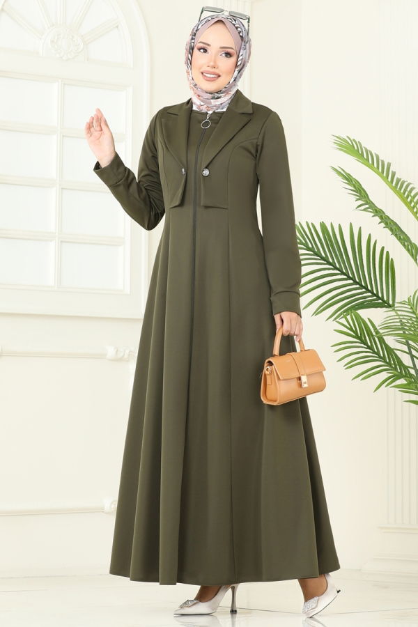 Modaselvim عباءة عباءة اخضر عفني 2698SL432