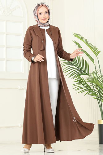 moda selvim Abaya 2698SL432 Light Brown - Thumbnail