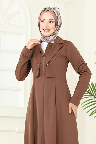 moda selvim Abaya 2698SL432 Light Brown - Thumbnail
