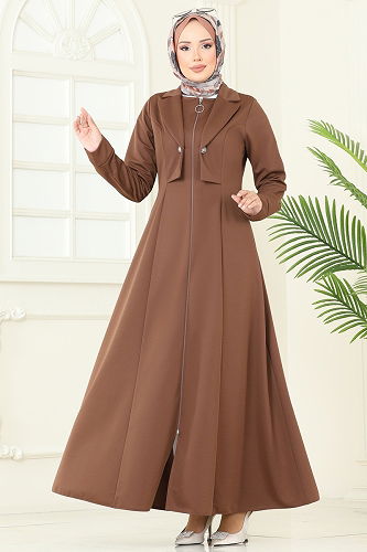 moda selvim Abaya 2698SL432 Light Brown - Thumbnail