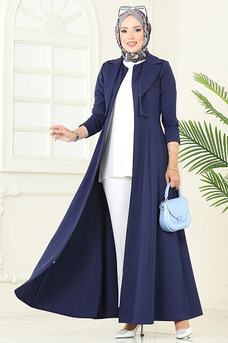 moda selvim Abaya 2698SL432 Navy Blue - Thumbnail