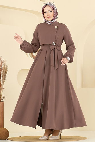 moda selvim عباءة بيج غامق 2726SL432 - Thumbnail