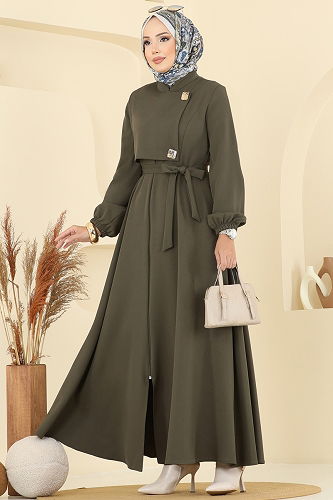 moda selvim Abaya 2726SL432 Khaki - Thumbnail