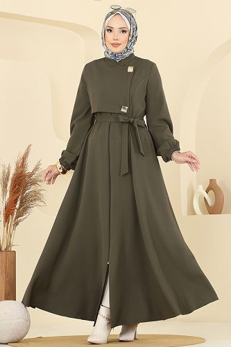 moda selvim Abaya 2726SL432 Khaki - Thumbnail