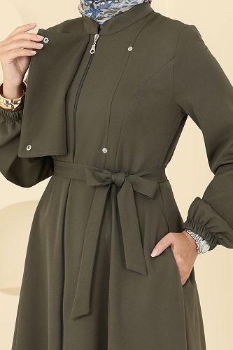 moda selvim Abaya 2726SL432 Khaki - Thumbnail