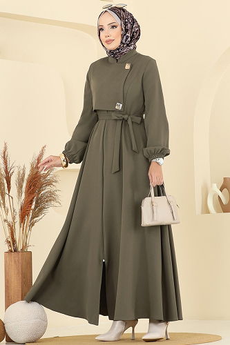 moda selvim Abaya 2726SL432 Light Khaki - Thumbnail